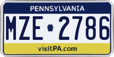 PA license plate MZE2786