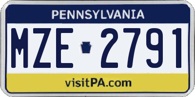 PA license plate MZE2791
