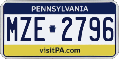 PA license plate MZE2796