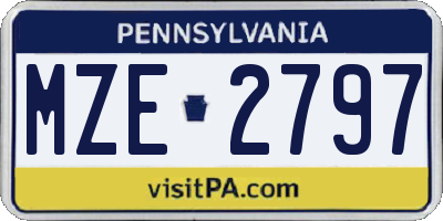 PA license plate MZE2797