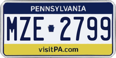 PA license plate MZE2799