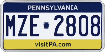 PA license plate MZE2808