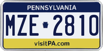 PA license plate MZE2810