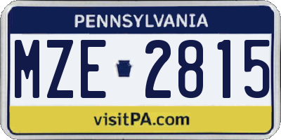 PA license plate MZE2815
