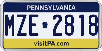 PA license plate MZE2818