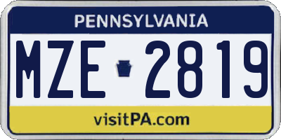 PA license plate MZE2819