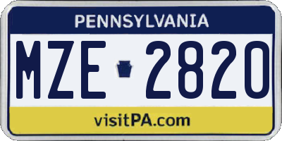 PA license plate MZE2820