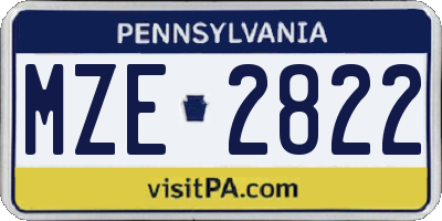 PA license plate MZE2822