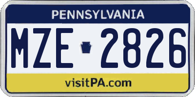 PA license plate MZE2826