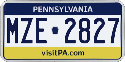 PA license plate MZE2827