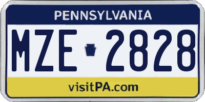 PA license plate MZE2828
