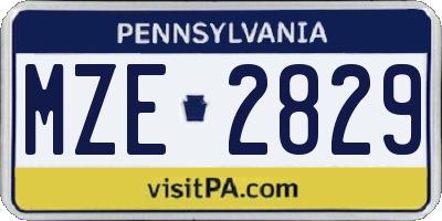 PA license plate MZE2829