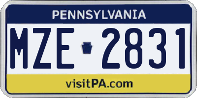 PA license plate MZE2831
