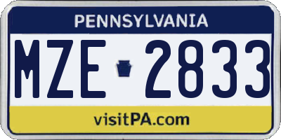 PA license plate MZE2833