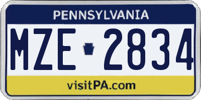 PA license plate MZE2834