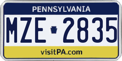 PA license plate MZE2835