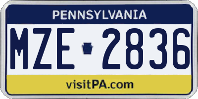 PA license plate MZE2836