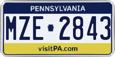 PA license plate MZE2843