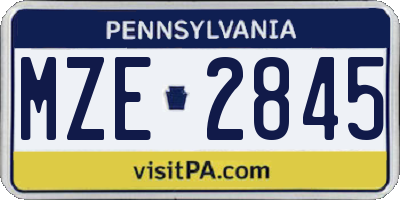 PA license plate MZE2845