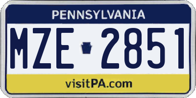 PA license plate MZE2851
