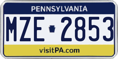 PA license plate MZE2853