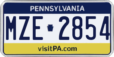 PA license plate MZE2854