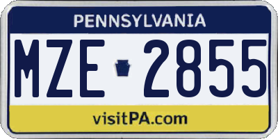 PA license plate MZE2855