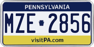 PA license plate MZE2856