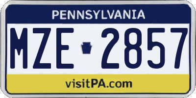 PA license plate MZE2857
