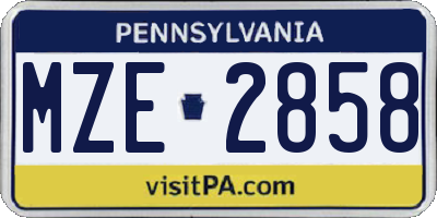 PA license plate MZE2858