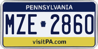PA license plate MZE2860