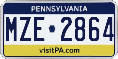PA license plate MZE2864