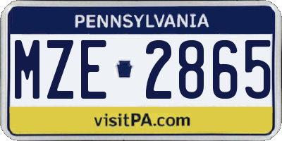 PA license plate MZE2865
