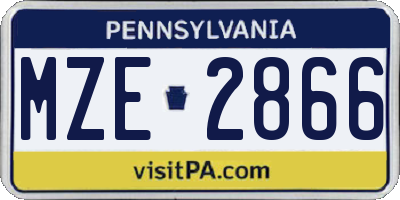 PA license plate MZE2866