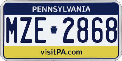 PA license plate MZE2868