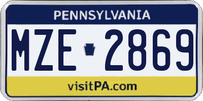 PA license plate MZE2869