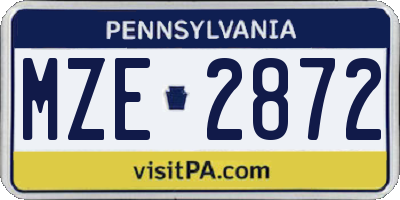PA license plate MZE2872