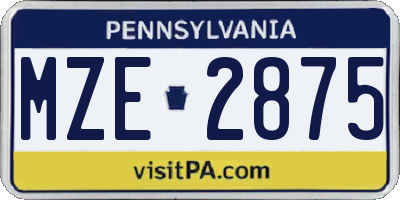 PA license plate MZE2875