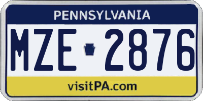 PA license plate MZE2876
