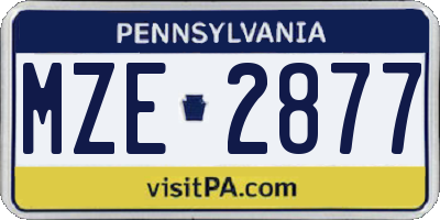 PA license plate MZE2877