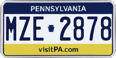 PA license plate MZE2878