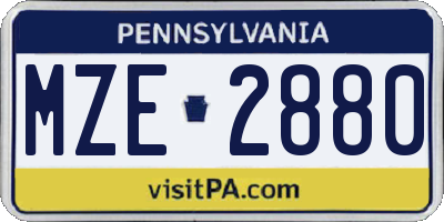 PA license plate MZE2880