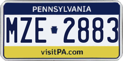 PA license plate MZE2883