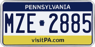 PA license plate MZE2885