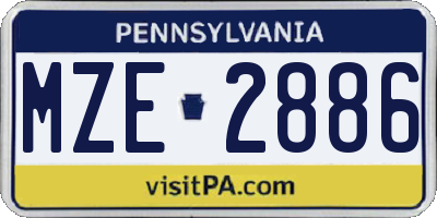 PA license plate MZE2886