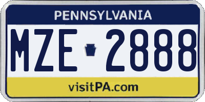 PA license plate MZE2888