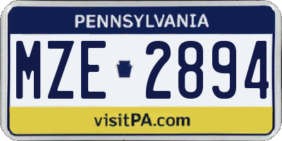 PA license plate MZE2894