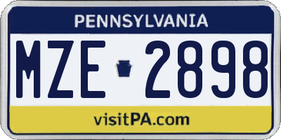 PA license plate MZE2898
