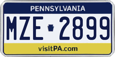 PA license plate MZE2899