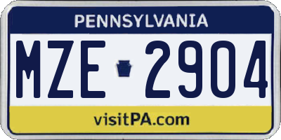 PA license plate MZE2904